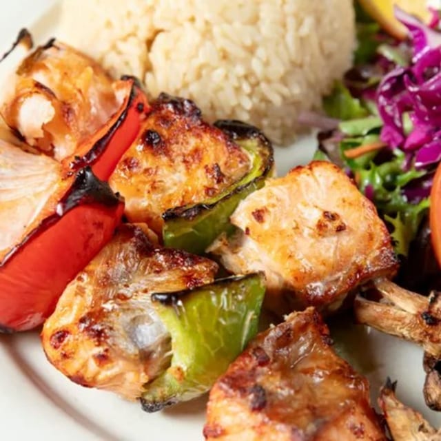 Salmon Kebab.